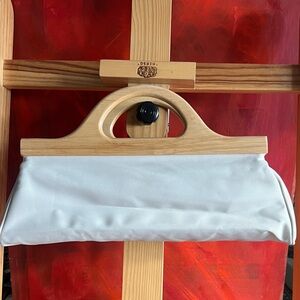 Estee Lauder White Clutch with Wooden Handle